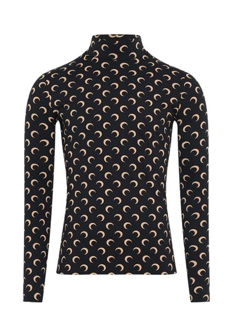 top moon jersey highneck top donna nero MARINE SERRE | WTS005ACJER0001IT99